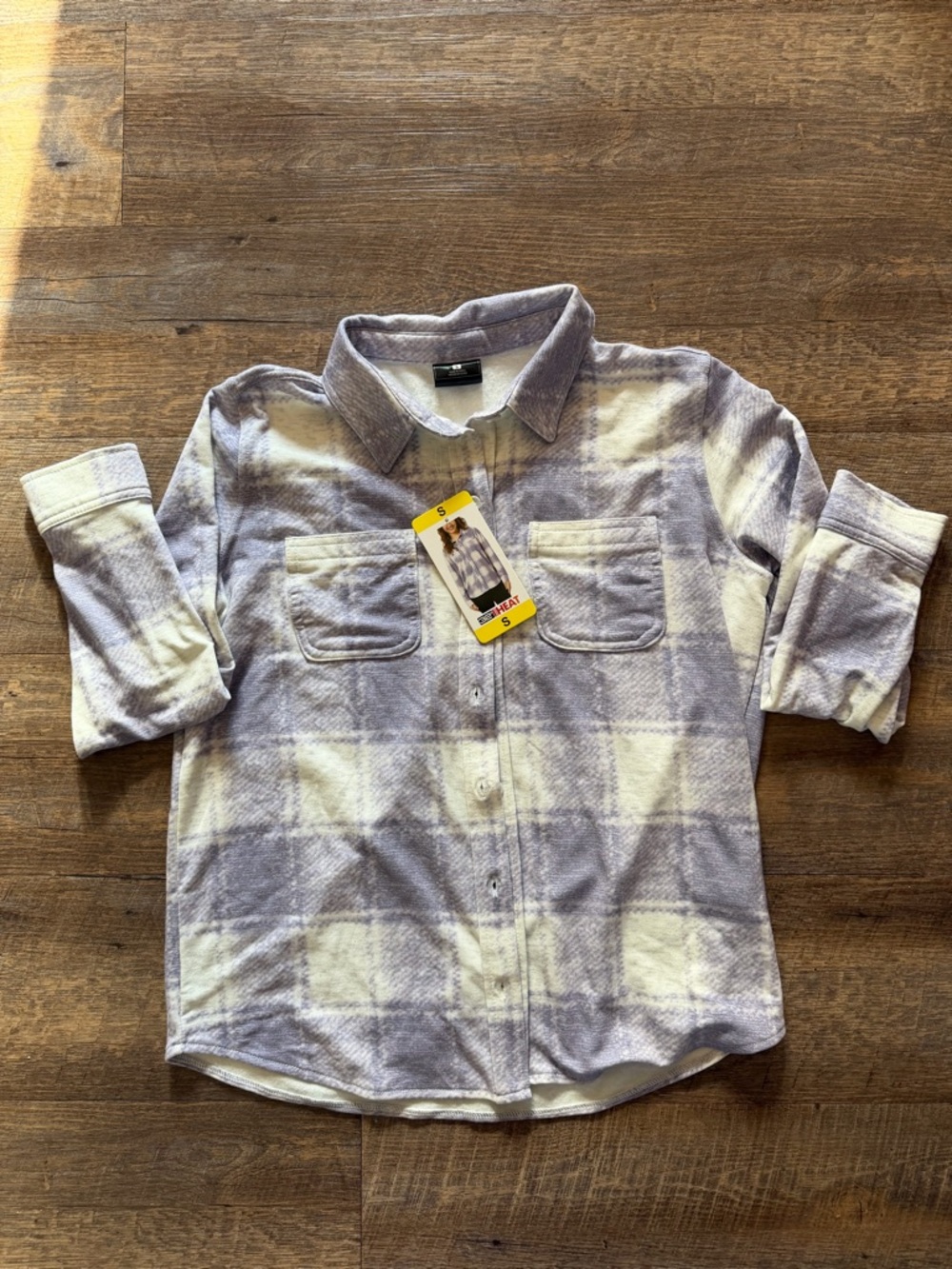 32 Degrees Plaid Button-Down Shirt - Light Purple & White